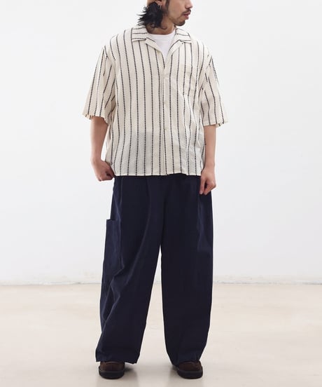 Arrow Stripe Open Collar Wide Shirt