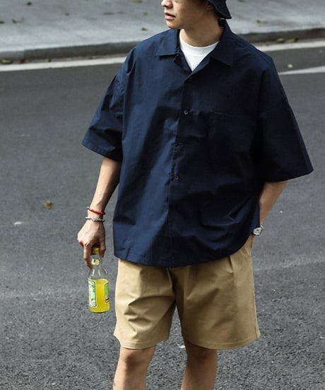 Clean Design Wide Open Collar Shirt / 2color