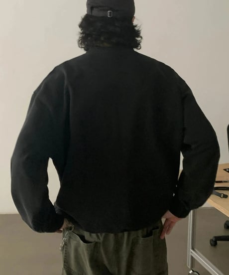 Half Zip Damage Sweat / 2color