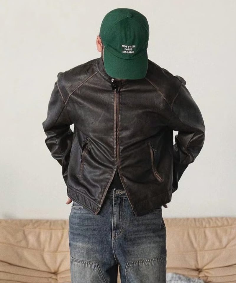 Stand-Up Collar Leather Jacket | keels