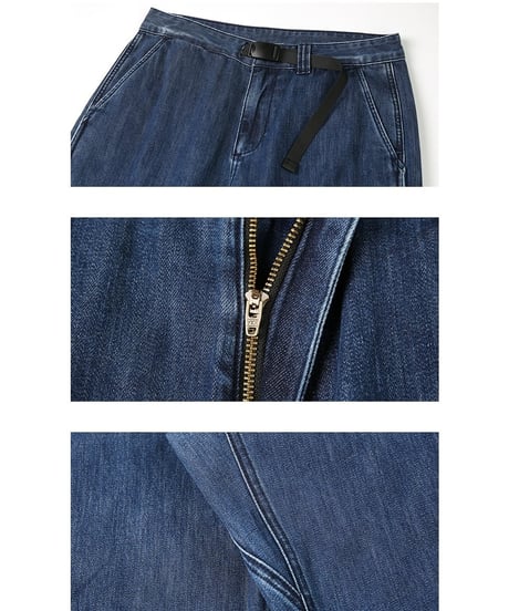 Belted Wide Tapered Denim Pants / 3color