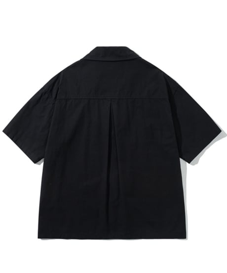 Embroidered Open Collar Relaxed Shirt  / 2color