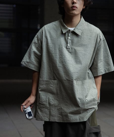 Pullover Stripe Form Pocket Shirt / 4color
