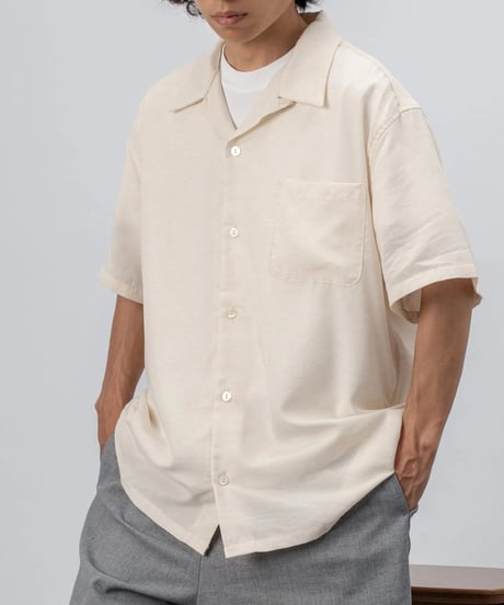 Summer Linen Open Collar Wide Shirt / 2color