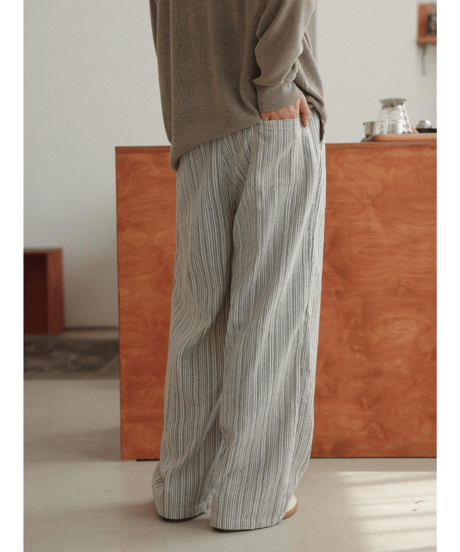 Retro Beige Striped Lounge Pants
