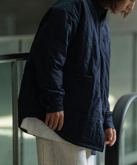 Nylon Quilted Lightweight Shirt Jacket / 4color