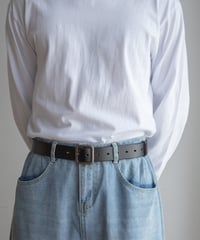 SQUARE BUCKLE LEATHER BELT /2COLOR
