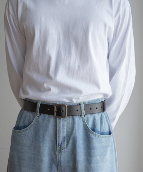 SQUARE BUCKLE LEATHER BELT /2COLOR
