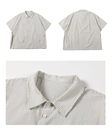 Pullover Stripe Form Pocket Shirt / 4color
