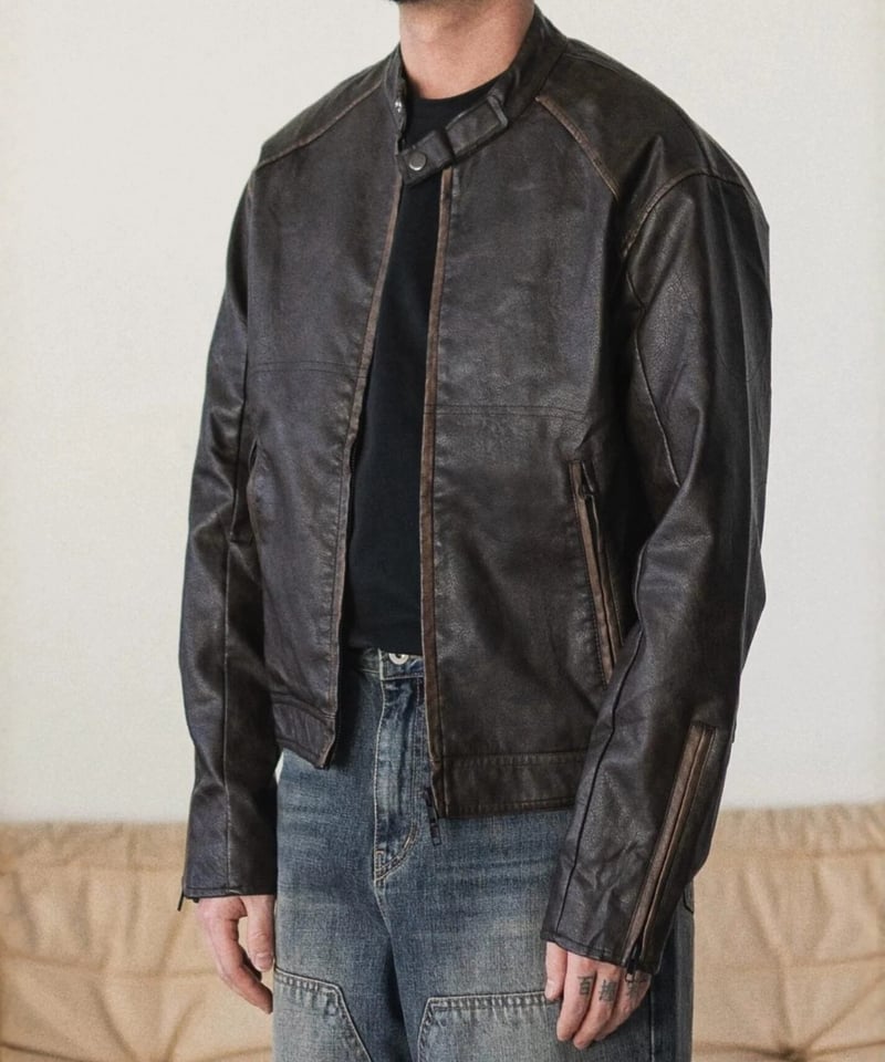 Stand-Up Collar Leather Jacket | keels