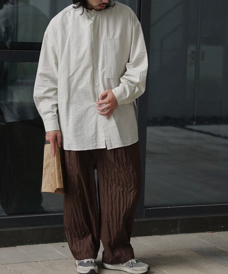 Shrink Pleats Loose Pants / 2color