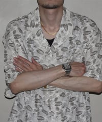 Botanical Pattern Open Collar Relaxed Shirt
