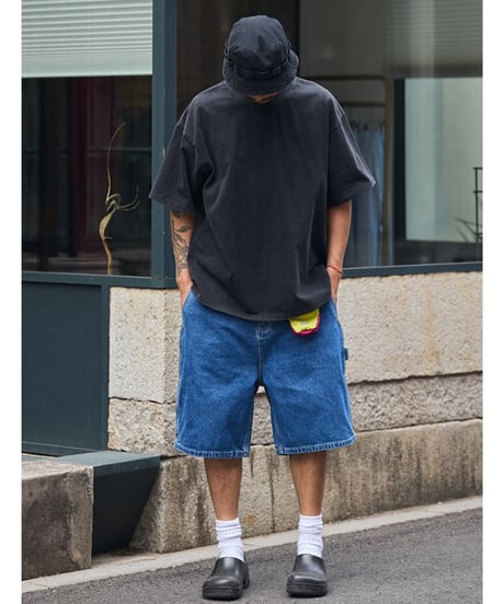 Baggy Silhouette Washed Denim Short Pants / 3color