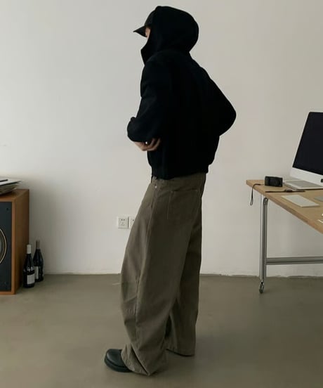 Stand Collar Box Zip Hoodie / 2color