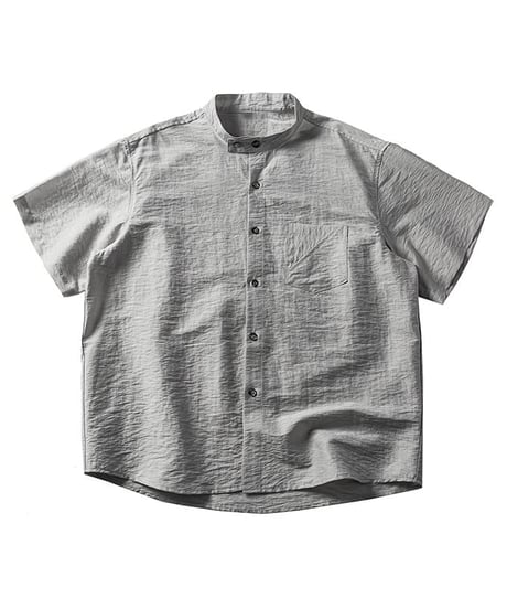 Shrink Band Collar Wide Form Shirt  / 2color