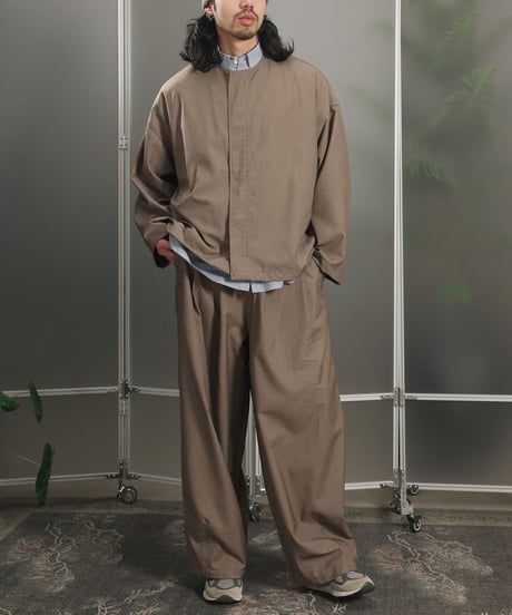 Collarless Loose-Fit Zip Jacket / 2color