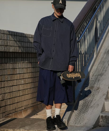 STRIPE CASUAL POCKET SHIRT / 2COLORS