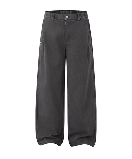Accent Button Wide Straight Easy Pants  / 2color