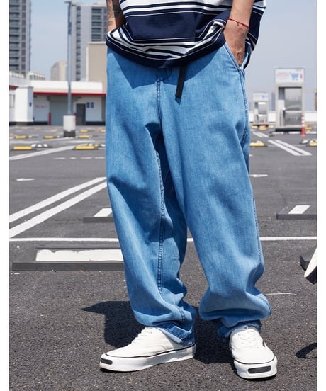 Belted Wide Tapered Denim Pants / 3color