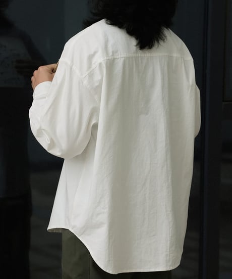Plain No-collar Wide Form Shirt / 4color