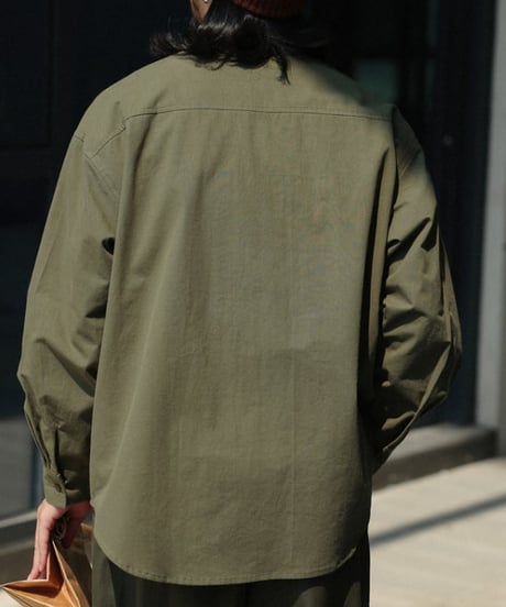 Plain No-collar Wide Form Shirt / 4color