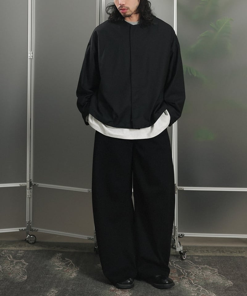 Collarless Loose-Fit Zip Jacket / 2color | keels