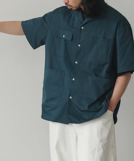 Open Collar 4-Pocket Drape Shirt / 3color