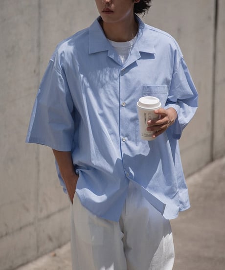Open Collar Pin Stripe Loose Silhouette Shirt