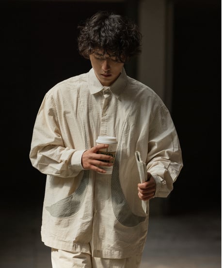 shaped pocket stripe l/s shirt / 3colors