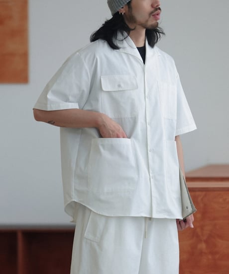 Open Collar 4-Pocket Drape Shirt / 3color