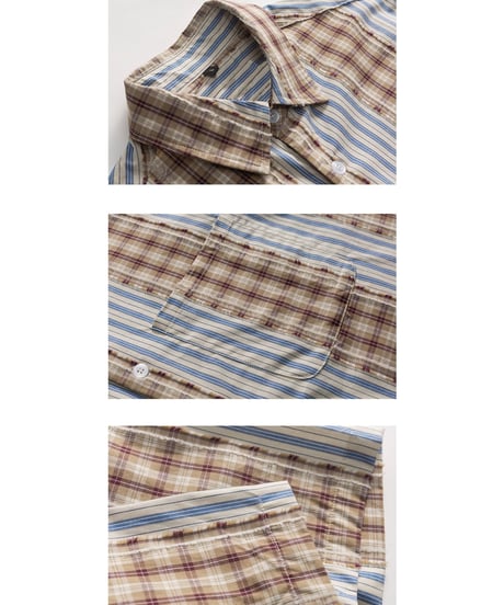 Check Stripe Wide Shirt / 3color
