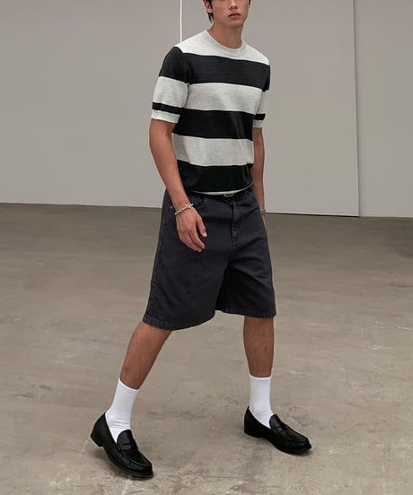 Striped Knit Short Sleeve T-Shirt / 2color