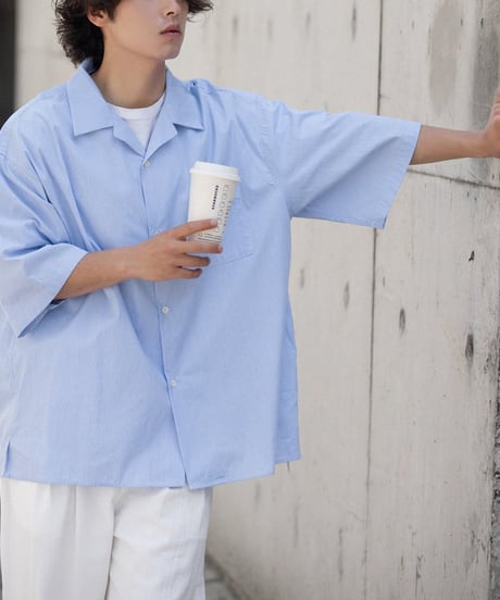 Open Collar Pin Stripe Loose Silhouette Shirt