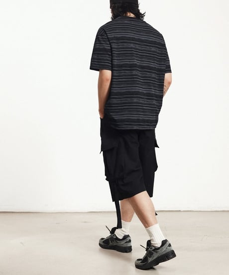 Embroidered Melange Border Slit T-Shirt  / 2color