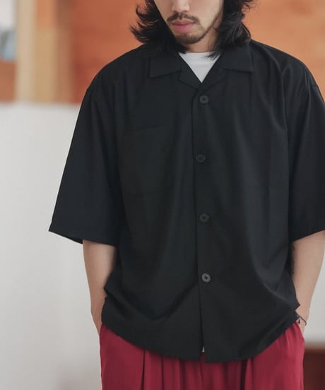 Wide Form Open Collar Shirt / 2colors