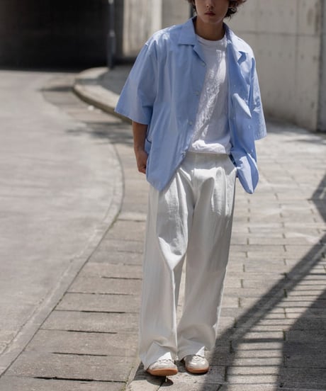 Open Collar Pin Stripe Loose Silhouette Shirt