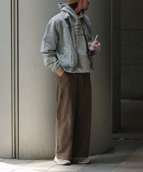 Diagonal Stitch Wide Straight Pants