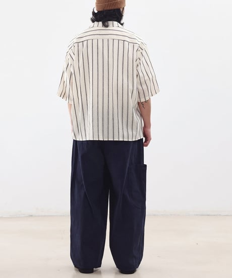 Arrow Stripe Open Collar Wide Shirt