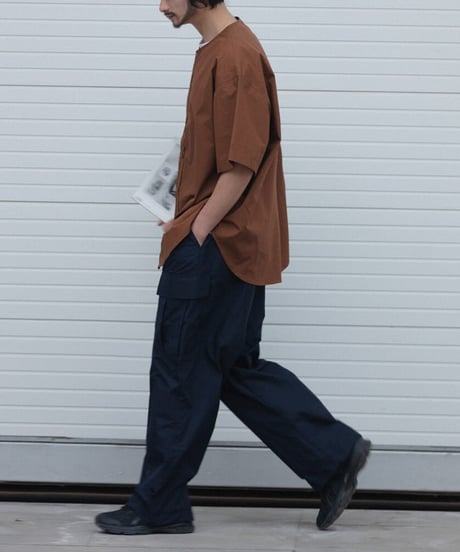 Plain Collarless Short Sleeve Shirt / 3color
