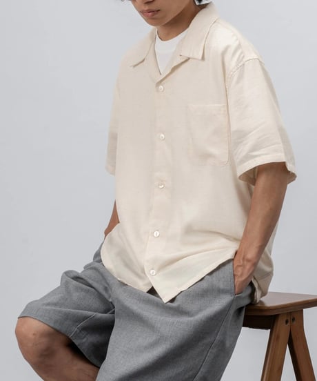 Summer Linen Open Collar Wide Shirt / 2color