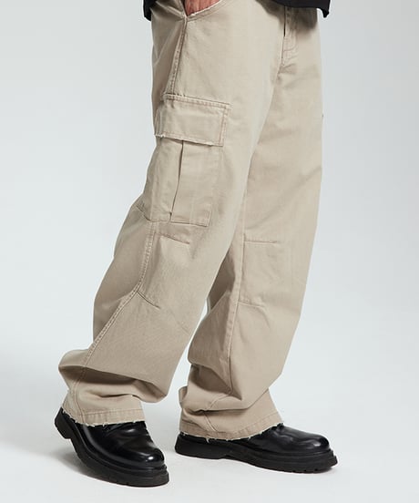 BASIC WASHED CARGO CHINO PANTS / 2COLORS