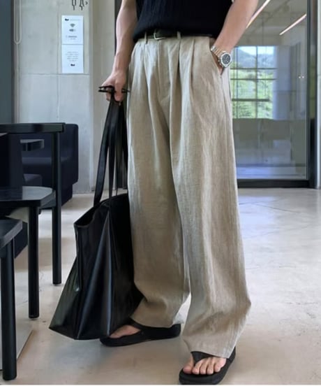 Relaxed-Fit Linen Wide Pants