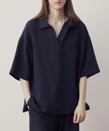 Skipper Collar Relaxed-Fit Wide Shirt