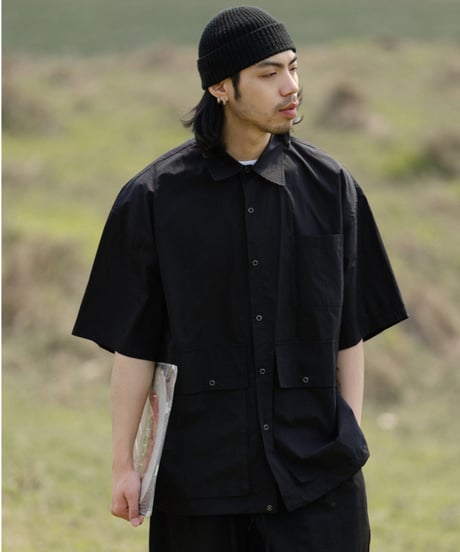 LOOSE LAPEL MULTI-POCKET SHIRT / 2COLORS