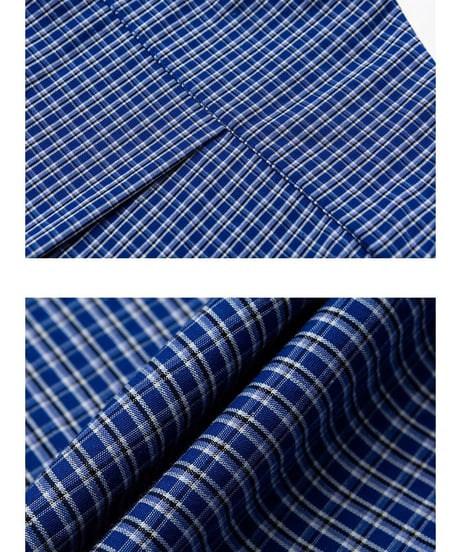 Box Silhouette Blue Check Wide Shirt