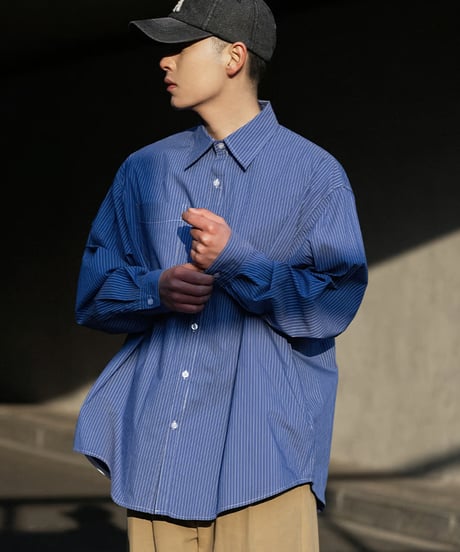STRIPE CASUAL POCKET SHIRT / 2COLORS