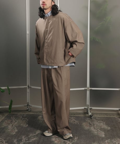 Collarless Loose-Fit Zip Jacket / 2color