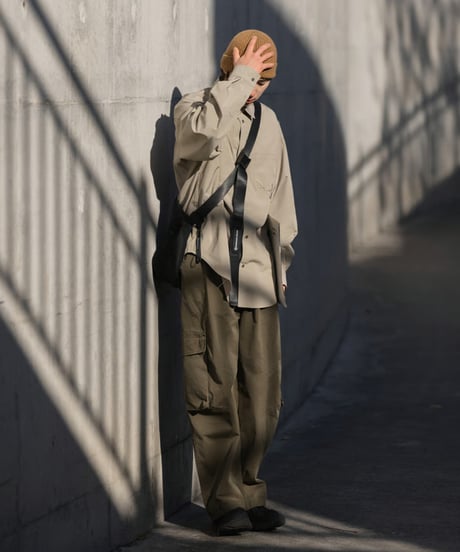 LOOSE OFF-SHOULDER WORK SHIRT/ 2COLORS