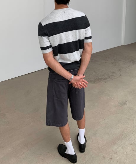 Striped Knit Short Sleeve T-Shirt / 2color
