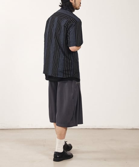 Check Stripe Wide Shirt / 3color